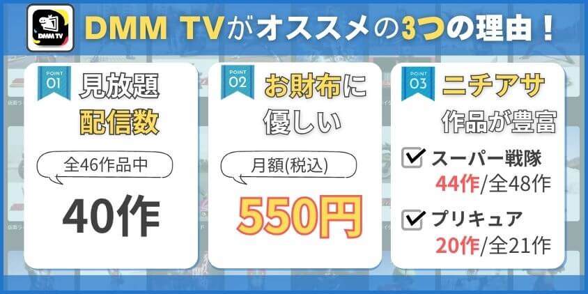 DMM TVがオススメの3つの理由