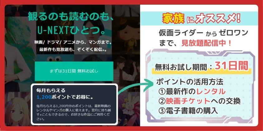 U-NEXTは家族で使うのにベストな動画配信サービス