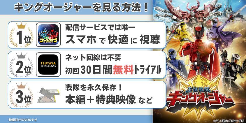 【TOP3】キングオージャーを見るならココ!おすすめランキング