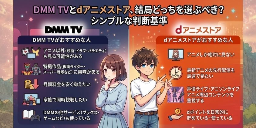 DMM TVとdアニメストア、結局どっちを選ぶべき？