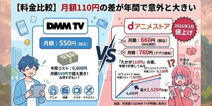 【料金比較】月額110円の差が年間で意外と大きい