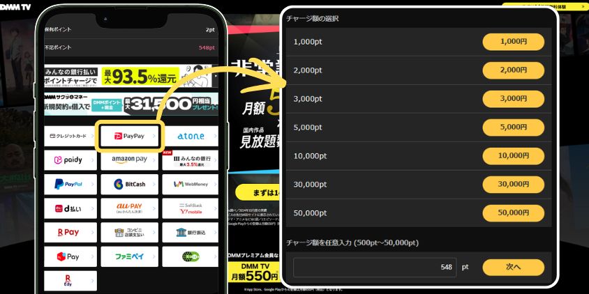 PayPayでDMMポイントをチャージ