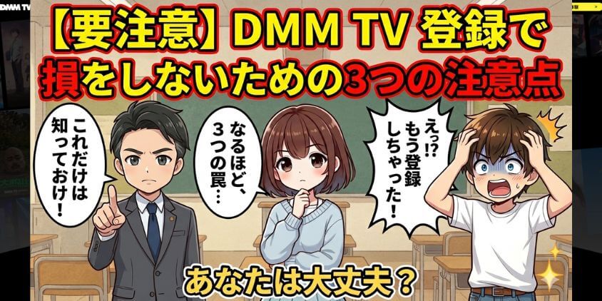 【要注意】DMM TVの登録で損をしないための3つの注意点