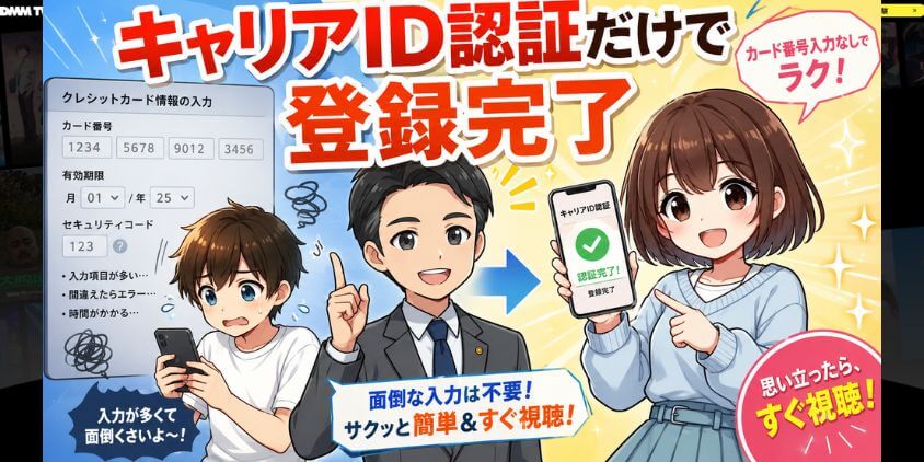 キャリアIDの認証だけで登録が完結する